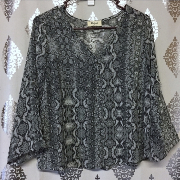 Kirious Sheer Chiffon Python Print Top Size Medium - Picture 4 of 6